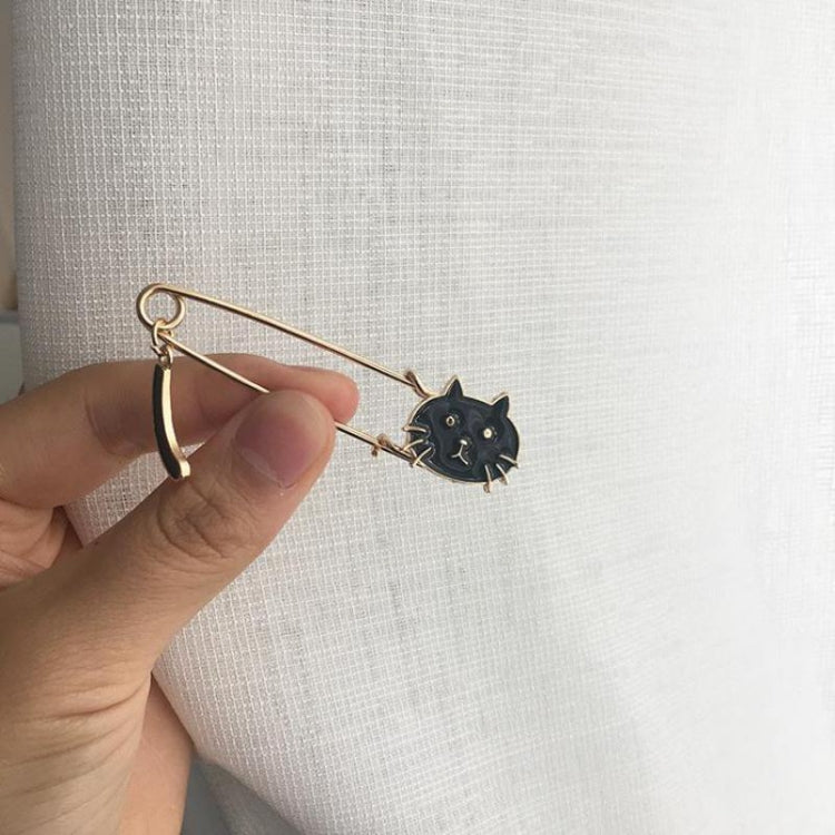 Jolie broche animal chat avec queue qui remue, noire, blanche