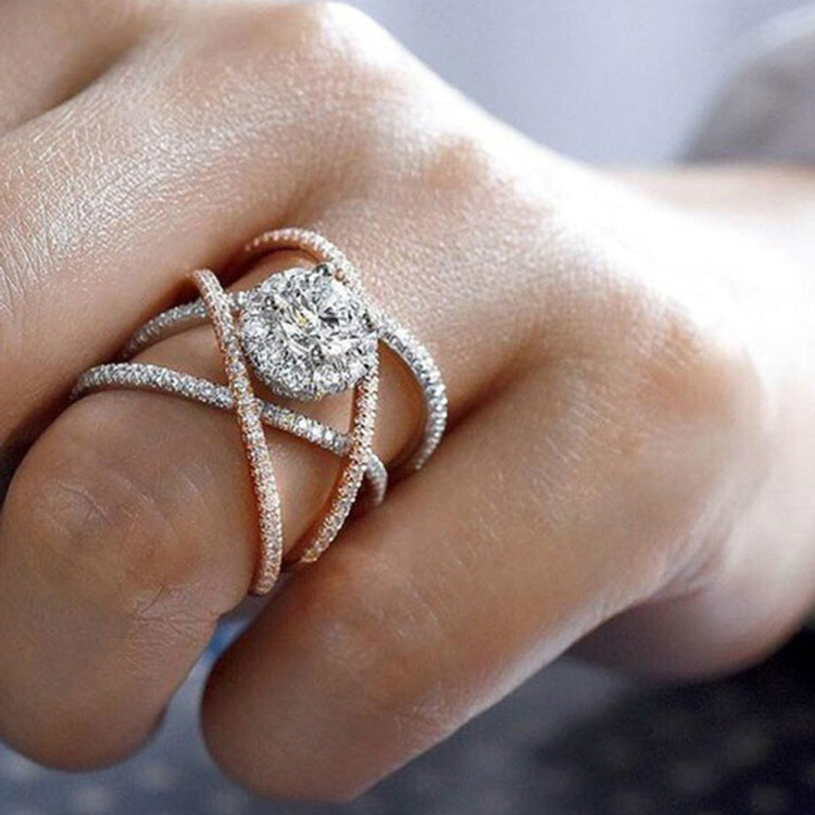 Bague de fiançailles créative en Zircon sertie d'une bague à séparation de couleurs plaquée Or Rose, 6, 7, 8, 9, 10