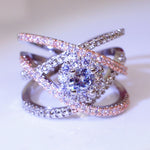 Bague de fiançailles créative en Zircon sertie d'une bague à séparation de couleurs plaquée Or Rose, 6, 7, 8, 9, 10
