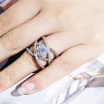 Bague de fiançailles créative en Zircon sertie d'une bague à séparation de couleurs plaquée Or Rose, 6, 7, 8, 9, 10