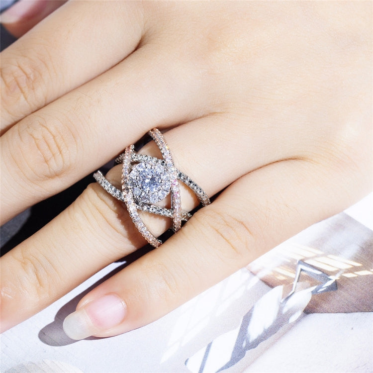 Bague de fiançailles créative en Zircon sertie d'une bague à séparation de couleurs plaquée Or Rose, 6, 7, 8, 9, 10