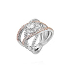 Bague de fiançailles créative en Zircon sertie d'une bague à séparation de couleurs plaquée Or Rose, 6, 7, 8, 9, 10