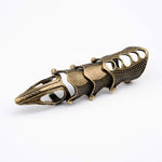 Bague articulée longue pointue style punk vintage, or, bronze, argent, or vieilli