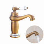 Robinet mitigeur chaud/froid en cuivre antique avec porcelaine bleue et blanche, Noir, Antique, Platine, Noir doré
