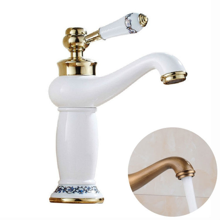 Robinet mitigeur chaud/froid en cuivre antique avec porcelaine bleue et blanche, Noir, Antique, Platine, Noir doré