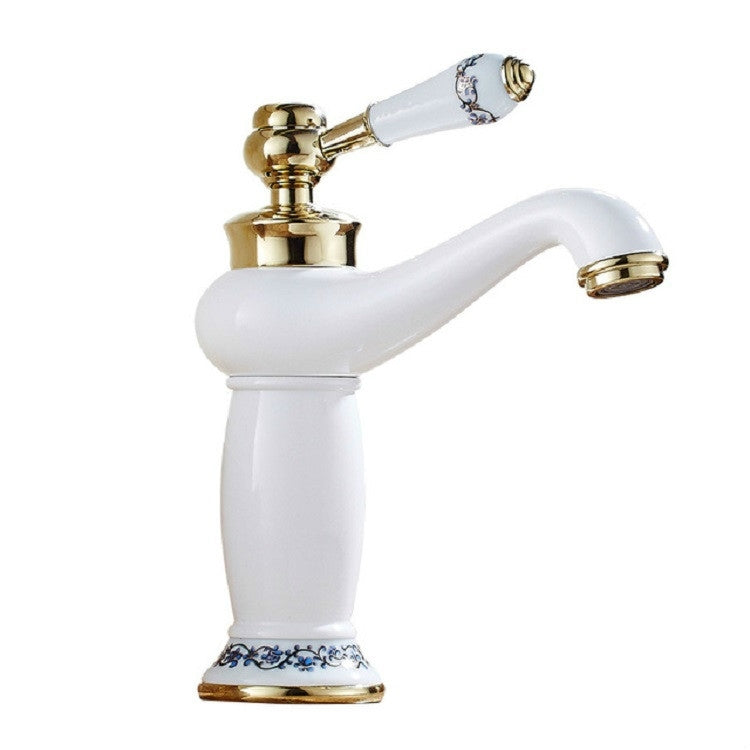 Copper Antique Hot Cold Double Blue White Porcelain Faucet, Platinum, Black Gold, Black, Antique