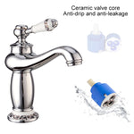 Copper Antique Hot Cold Double Blue White Porcelain Faucet, Platinum, Black Gold, Black, Antique