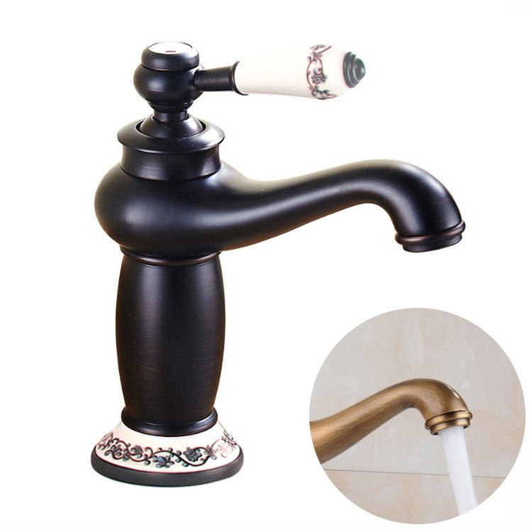 Robinet mitigeur chaud/froid en cuivre antique avec porcelaine bleue et blanche, Noir, Antique, Platine, Noir doré