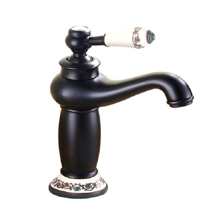 Robinet mitigeur chaud/froid en cuivre antique avec porcelaine bleue et blanche, Noir, Antique, Platine, Noir doré