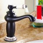 Robinet mitigeur chaud/froid en cuivre antique avec porcelaine bleue et blanche, Noir, Antique, Platine, Noir doré