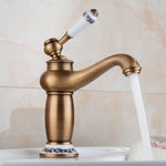 Robinet mitigeur chaud/froid en cuivre antique avec porcelaine bleue et blanche, Noir, Antique, Platine, Noir doré