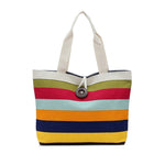 Sac à bandoulière grande capacité en toile à rayures contrastées, sac à main vert, sac de shopping