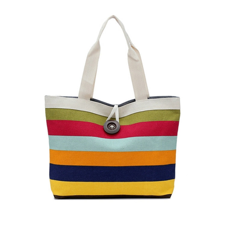 Sac à bandoulière grande capacité en toile à rayures contrastées, sac à main vert, sac de shopping