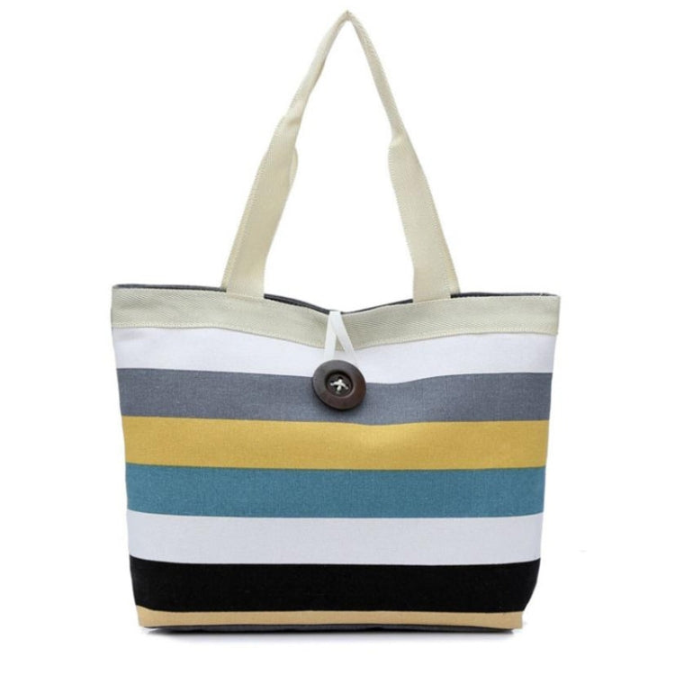 Sac à bandoulière grande capacité en toile à rayures contrastées, sac à main vert, sac de shopping