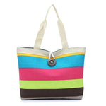 Sac à bandoulière grande capacité en toile à rayures contrastées, sac à main vert, sac de shopping
