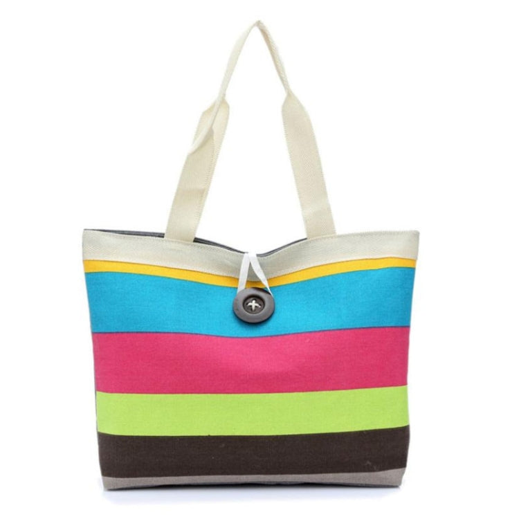 Sac à bandoulière grande capacité en toile à rayures contrastées, sac à main vert, sac de shopping