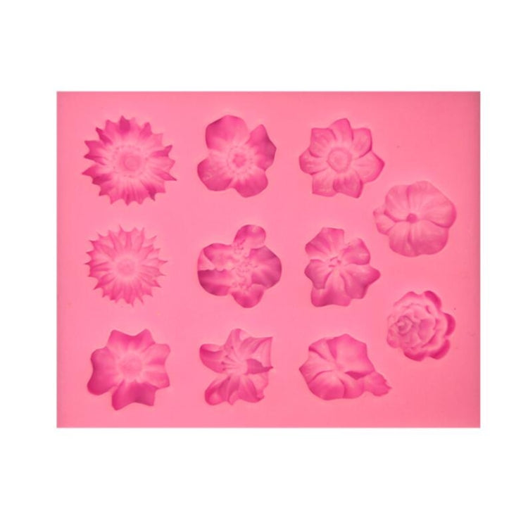 Moule en silicone pour gâteau en pâte à sucre, moule à chocolat, décoration de pâtisserie DIY Fleur trompette Fleur de soleil, Forme Fleur de soleil (Rose), Forme Fleur de soleil (Gris)