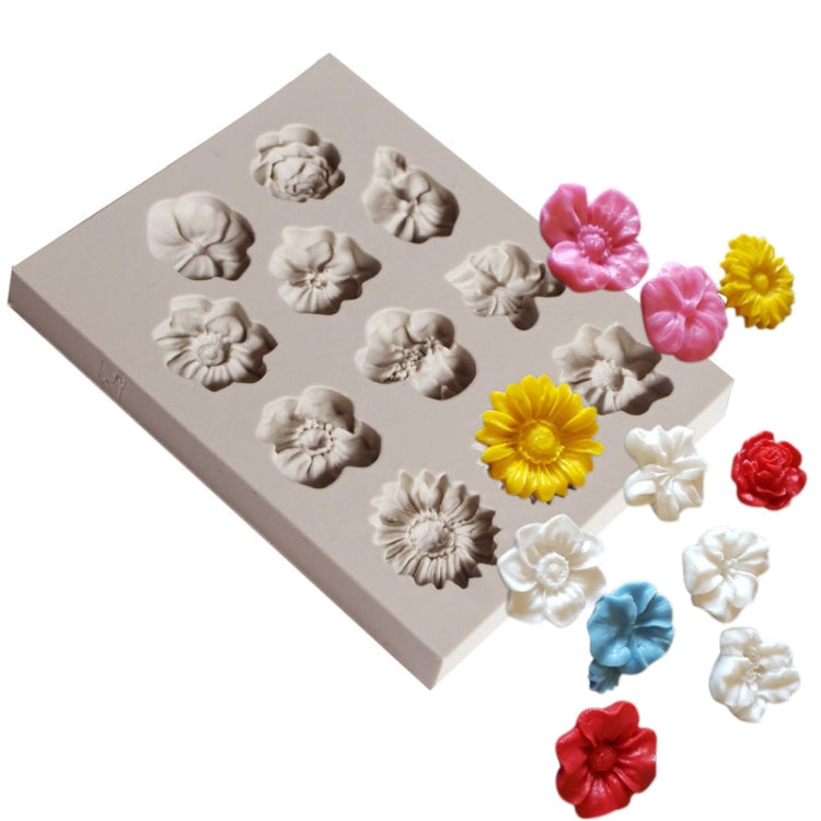 Moule en silicone pour gâteau en pâte à sucre, moule à chocolat, décoration de pâtisserie DIY Fleur trompette Fleur de soleil, Forme Fleur de soleil (Rose), Forme Fleur de soleil (Gris)