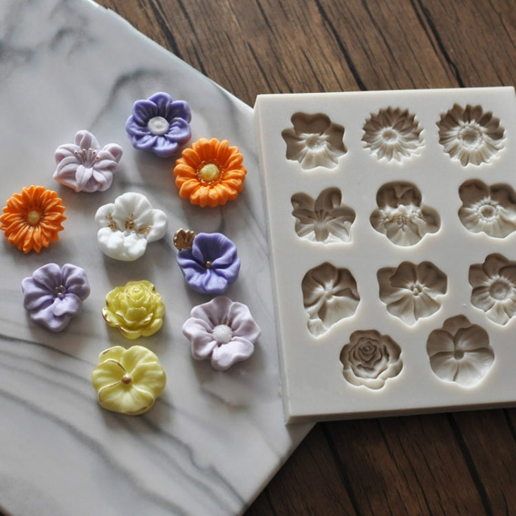 Moule en silicone pour gâteau en pâte à sucre, moule à chocolat, décoration de pâtisserie DIY Fleur trompette Fleur de soleil, Forme Fleur de soleil (Rose), Forme Fleur de soleil (Gris)