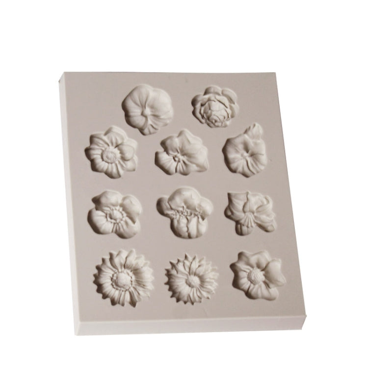 Moule en silicone pour gâteau en pâte à sucre, moule à chocolat, décoration de pâtisserie DIY Fleur trompette Fleur de soleil, Forme Fleur de soleil (Rose), Forme Fleur de soleil (Gris)