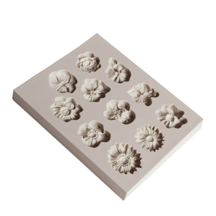 Moule en silicone pour gâteau en pâte à sucre, moule à chocolat, décoration de pâtisserie DIY Fleur trompette Fleur de soleil, Forme Fleur de soleil (Rose), Forme Fleur de soleil (Gris)