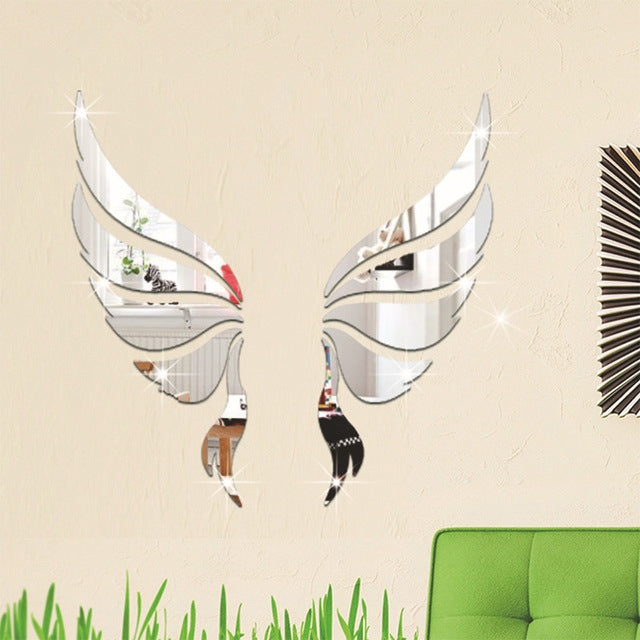 Autocollants Muraux Décoratifs en Cristal en Trois Dimensions Ailes d'Ange Miroir Décoratif de Chambre