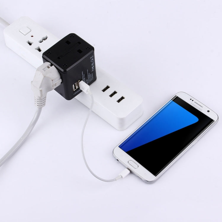 Adaptateur universel de voyage dissimulable avec ports USB doubles intégrés pour chargeur US, UK, AU, EU