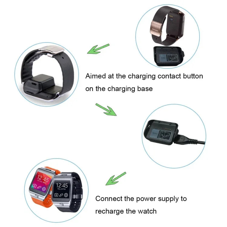 Station de charge pour Samsung Gear 2 R380 avec câble USB (noir)