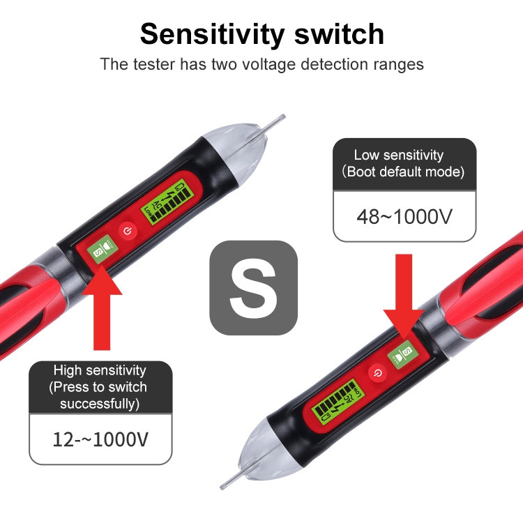 Testeur de Tension AC LED WINTACT WT3010 Stylo Détecteur Sans Contact 12-1000V, WINTACT WT3010