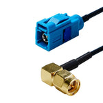 Câble RG174 adaptateur coudé SMA femelle vers Fakra Z femelle de 20 cm, SMA femelle coudé vers Fakra Z femelle