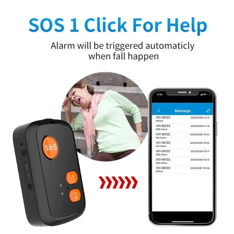 V51 B Style Étanche IP67 4G LTE 3G 2G GSM Bouton SOS pour personnes âgées Alarme d'urgence Tracker GPS Pour Amérique du Nord/Amérique du Sud, V51 B Style