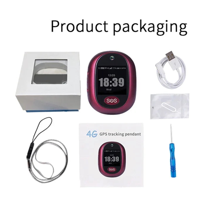 Pendentif traceur intelligent GPS REACHFAR RF-V45-B Mini Écran tactile, supporte SOS / appareil photo / gestion de la santé / 4G LTE, pour l'Amérique du Nord / l'Amérique du Sud / l'Australie, Écran tactile RF-V45-B