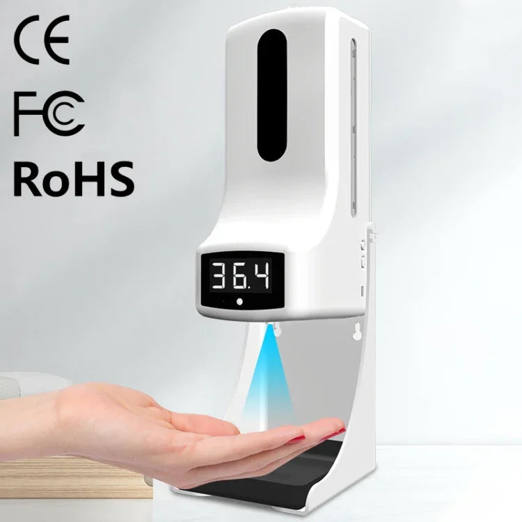 Thermomètre sans contact K9 Pro avec capteur de distance sensible à la lumière corporelle + Distributeur automatique de savon liquide sans contact 1000ml avec support de base, K9 Pro