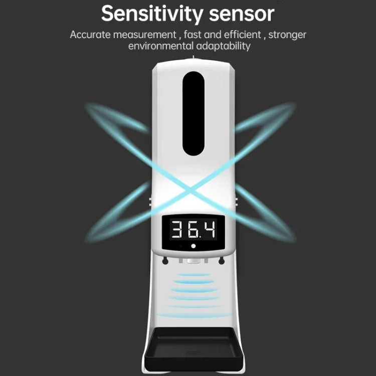 Thermomètre sans contact K9 Pro avec capteur de distance sensible à la lumière corporelle + Distributeur automatique de savon liquide sans contact 1000ml avec support de base, K9 Pro