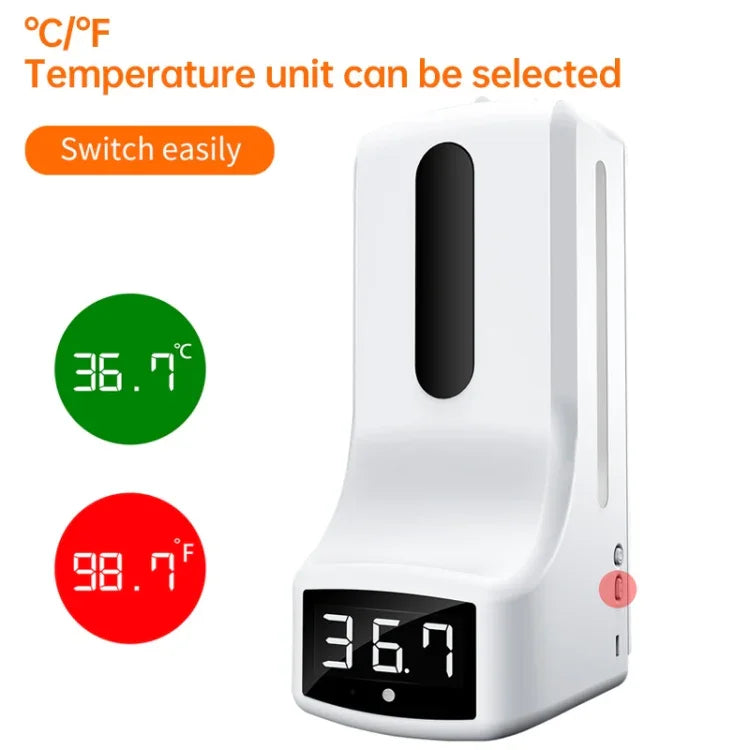 Thermomètre sans contact K9 Pro avec capteur de distance sensible à la lumière corporelle + Distributeur automatique de savon liquide sans contact 1000ml avec support de base, K9 Pro