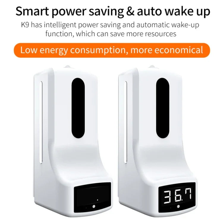 Thermomètre sans contact K9 Pro avec capteur de distance sensible à la lumière corporelle + Distributeur automatique de savon liquide sans contact 1000ml avec support de base, K9 Pro