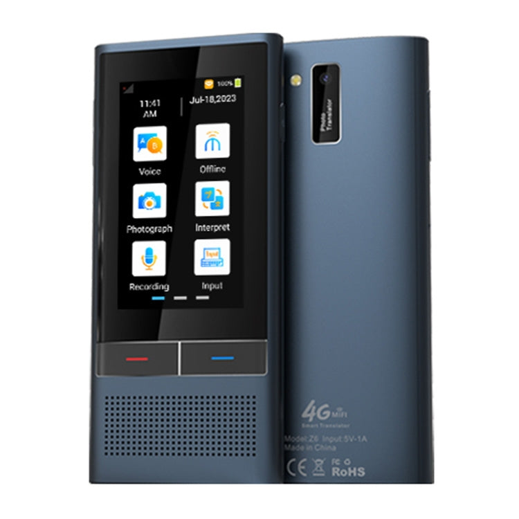 Traducteur vocal intelligent Z6 4G version 3.1 pouces pour les voyages d'affaires 1 Go+16 Go prenant en charge l'inter-traduction de 138 langues