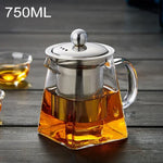 Théière à filtre en verre borosilicaté et acier inoxydable, Capacité : 750 ml