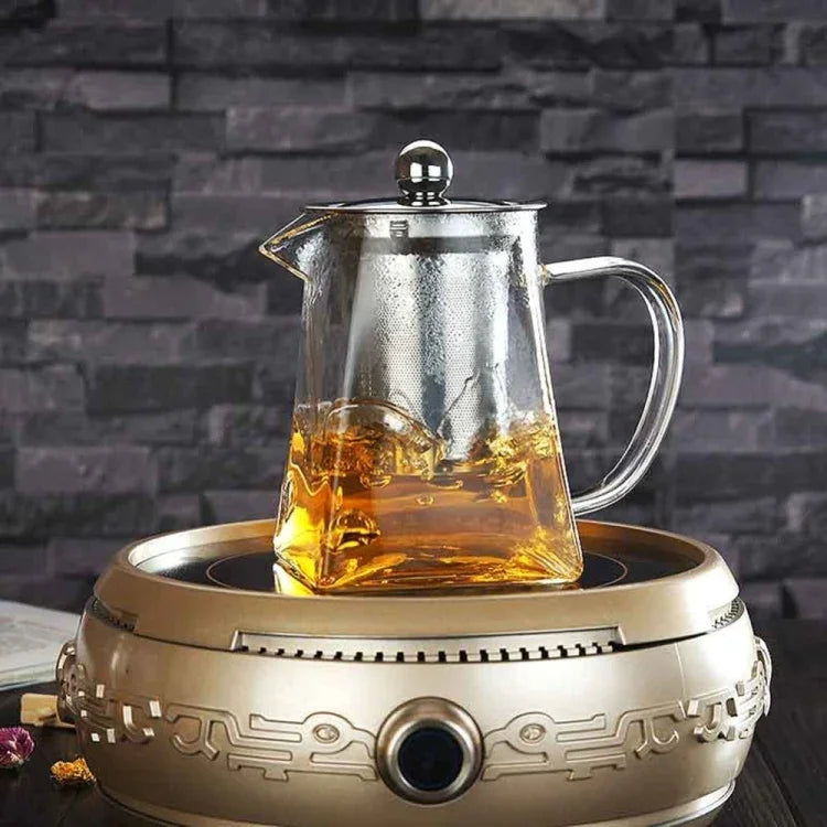 Théière en verre clair résistant à la chaleur avec filtre en acier inoxydable, Capacité : 950ml, Capacité : 950ml