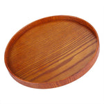 Plateau à thé rond créatif en bois massif pour hôtel, Plateau de rangement en bois, Diamètre : 37,5cm, Marron, Diamètre : 37,5cm