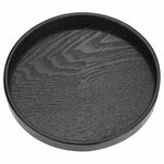 Plateau de service en bois massif rond et créatif, plateau de rangement en bois pour hôtel, diamètre : 27 cm, noir, diamètre : 27 cm