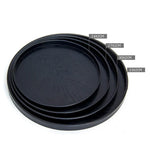 Plateau de service en bois massif rond et créatif, plateau de rangement en bois pour hôtel, diamètre : 27 cm, noir, diamètre : 27 cm