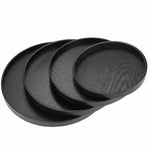 Plateau de service en bois massif rond et créatif, plateau de rangement en bois pour hôtel, diamètre : 27 cm, noir, diamètre : 27 cm