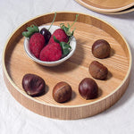 Plateau à thé rond créatif en bois massif pour hôtel, plateau de rangement en bois Tay, Diamètre : 30cm, Couleur du bois, Diamètre : 30cm
