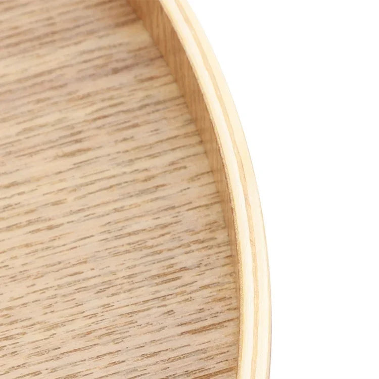 Plateau à thé rond créatif en bois massif pour hôtel, plateau de rangement en bois Tay, Diamètre : 30cm, Couleur du bois, Diamètre : 30cm