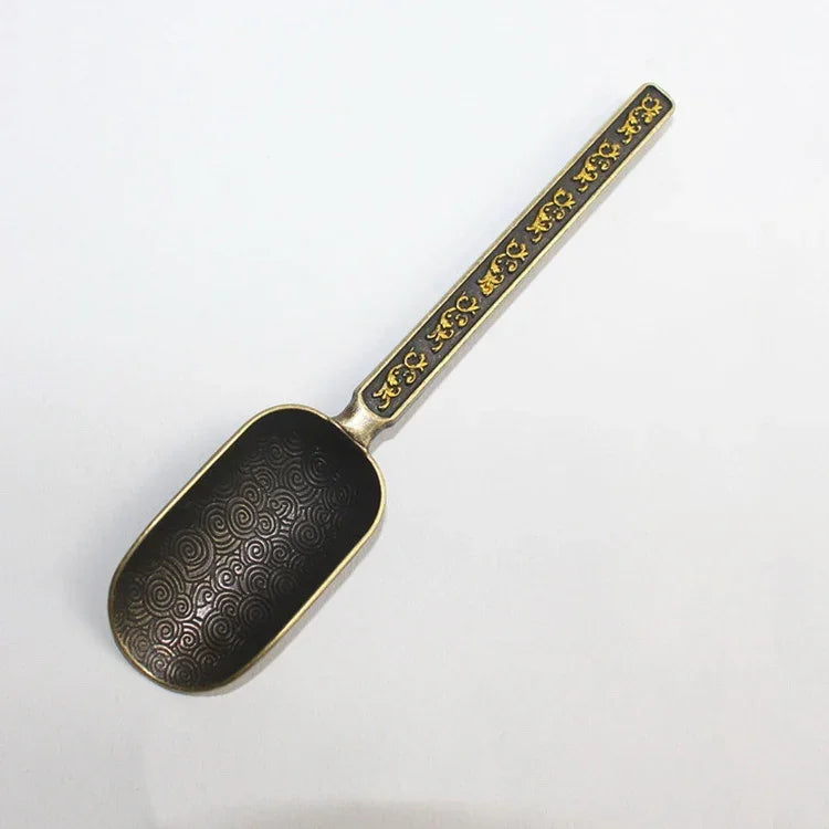 Cuillère à thé en cuivre-zinc avec motif floral, accessoires pour thé Kungfu