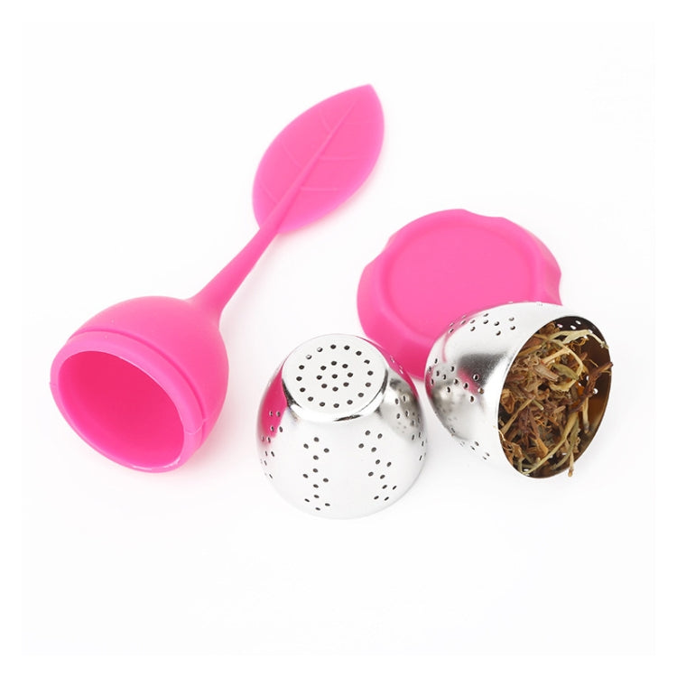 Passoires à thé en silicone en forme de feuille en acier inoxydable, Rouge rose, Bleu bébé