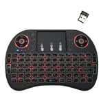 Langue prise en charge : russe. Clavier sans fil rétroéclairé i8 Air Mouse avec pavé tactile pour boîtier TV Android, Smart TV, tablette PC, Xbox 360, PS3 et HTPC/IPTV.