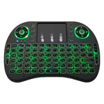 Langue prise en charge : russe. Clavier sans fil rétroéclairé i8 Air Mouse avec pavé tactile pour boîtier TV Android, Smart TV, tablette PC, Xbox 360, PS3 et HTPC/IPTV.