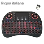 Langue prise en charge : Italie. Clavier sans fil rétroéclairé i8 Air Mouse avec pavé tactile pour boîtier TV Android, Smart TV, tablette PC, Xbox 360, PS3 et HTPC/IPTV, Italie.
